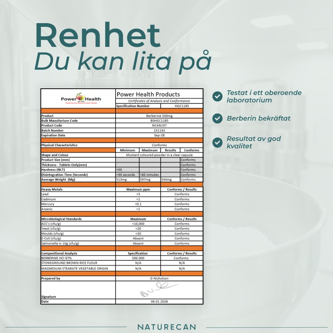 Berberin renhet