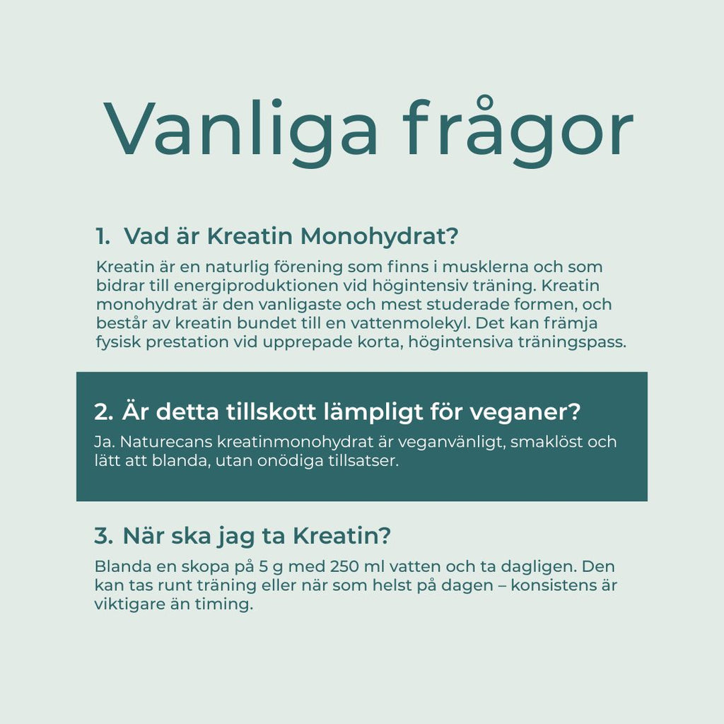 Kreatin vanliga frågor