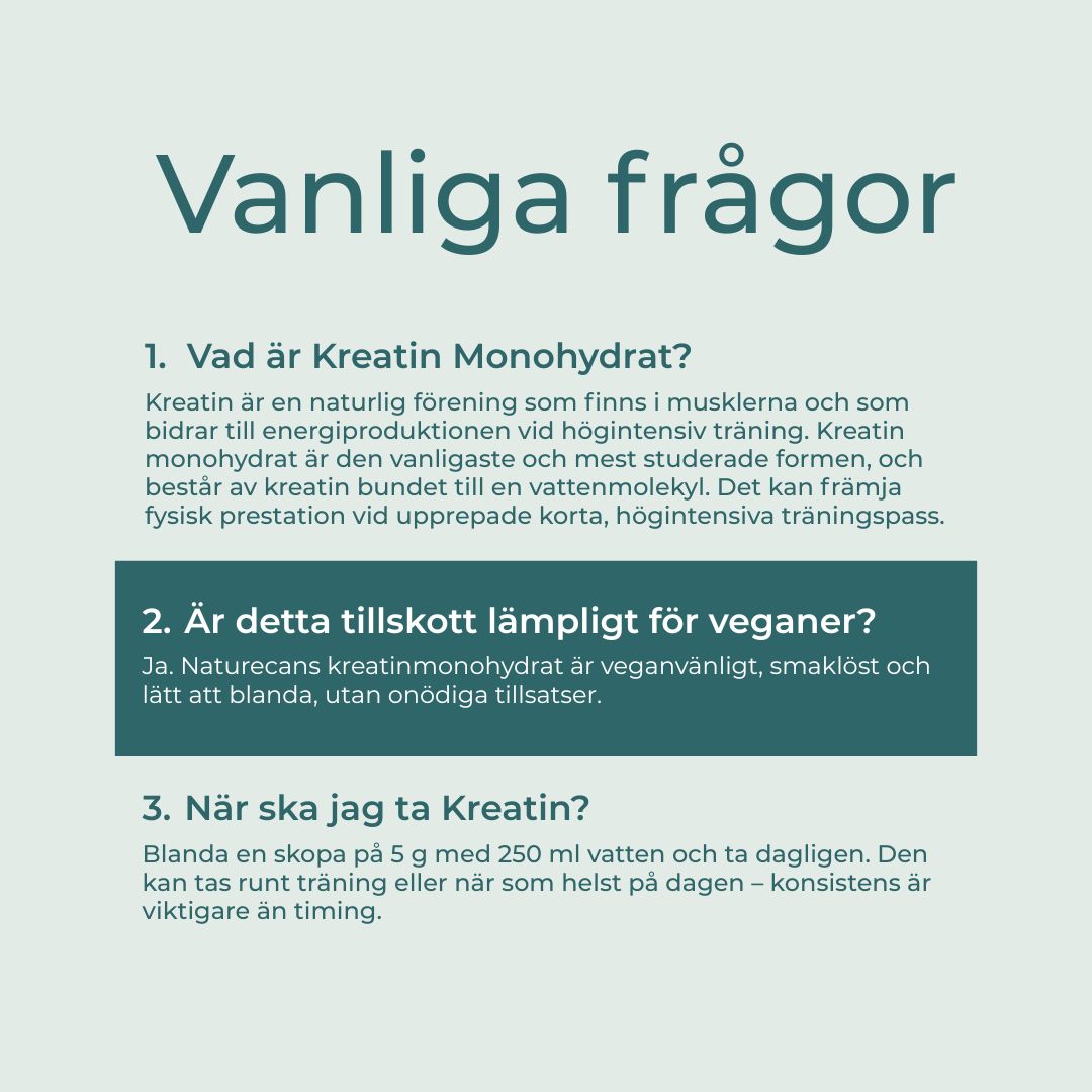 Kreatin vanliga frågor