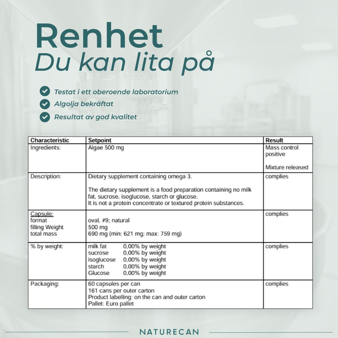 Omega 3 renhet