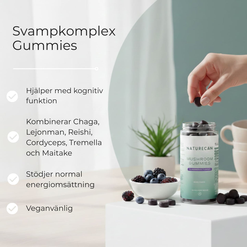 Svampkomplex gummies med Chaga, Lion's mane och reishi
