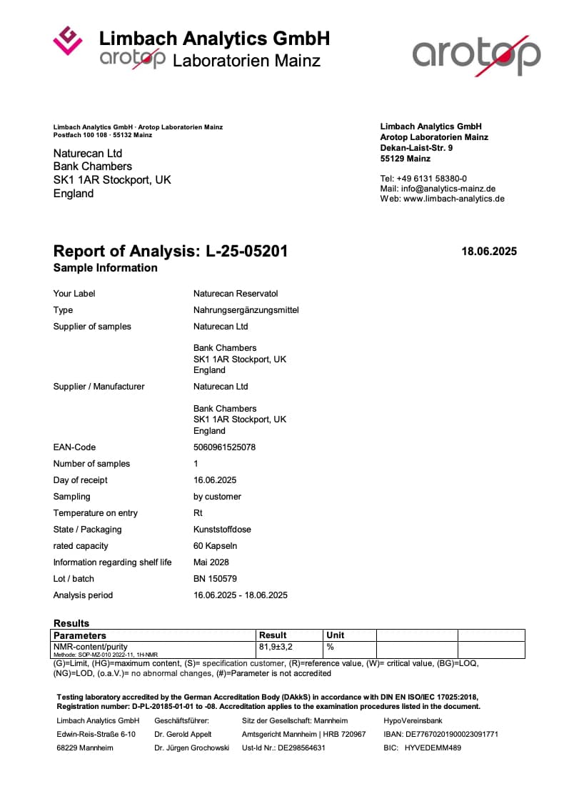 resveratrol labbrapport
